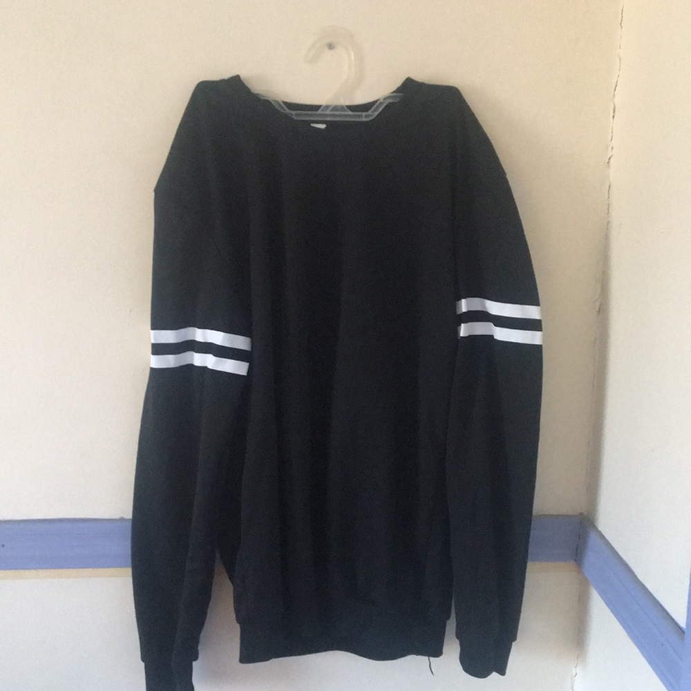Black long sleeve shirt with white stripes